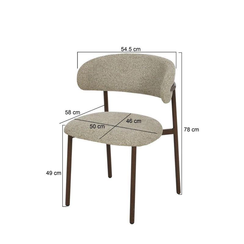 Eetkamerstoel Micah Beige 54 cm 54.5x58x78 cm-Eetkamerstoelen-Livingfurn