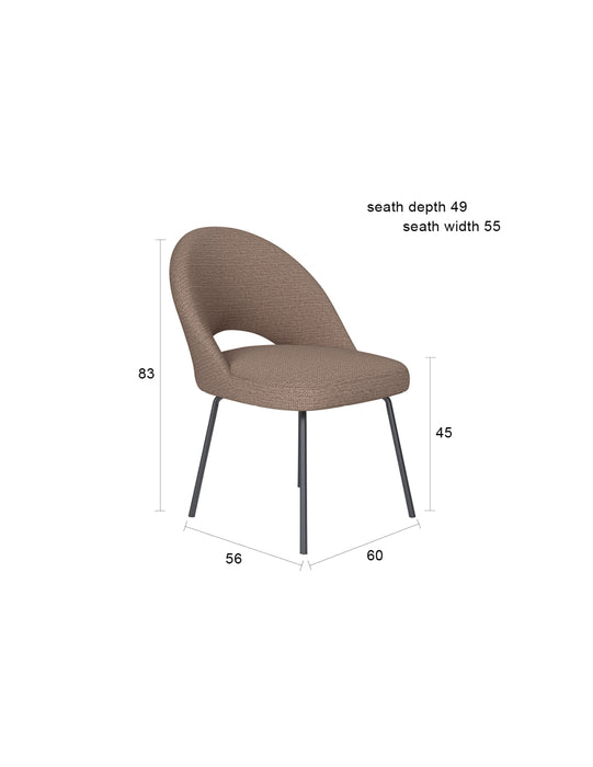 Eetkamerstoel Mick Polyester Taupe – maattekening