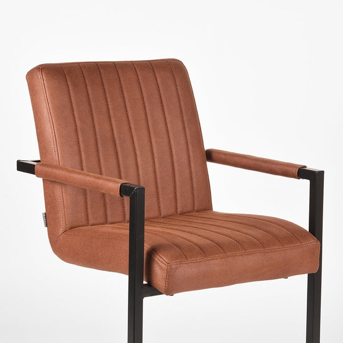 Eetkamerstoel Milo - Cognac - Microfiber-Eetkamerstoelen-LABEL51