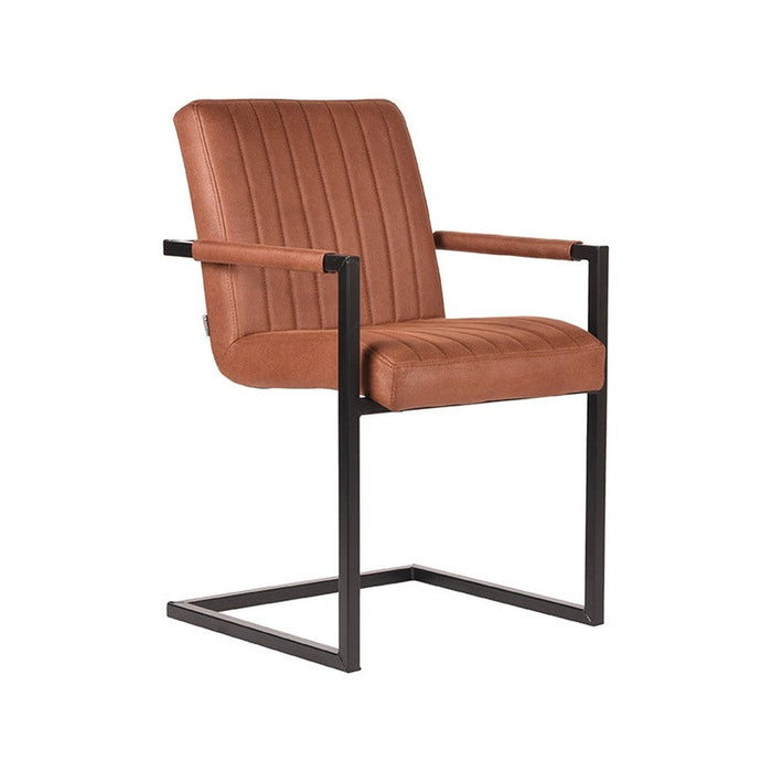 Eetkamerstoel Milo - Cognac - Microfiber-Eetkamerstoelen-LABEL51