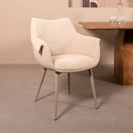 Eetkamerstoel Mirai Bouclé Naturel 64x62x85 cm-Eetkamerstoelen-LABEL51