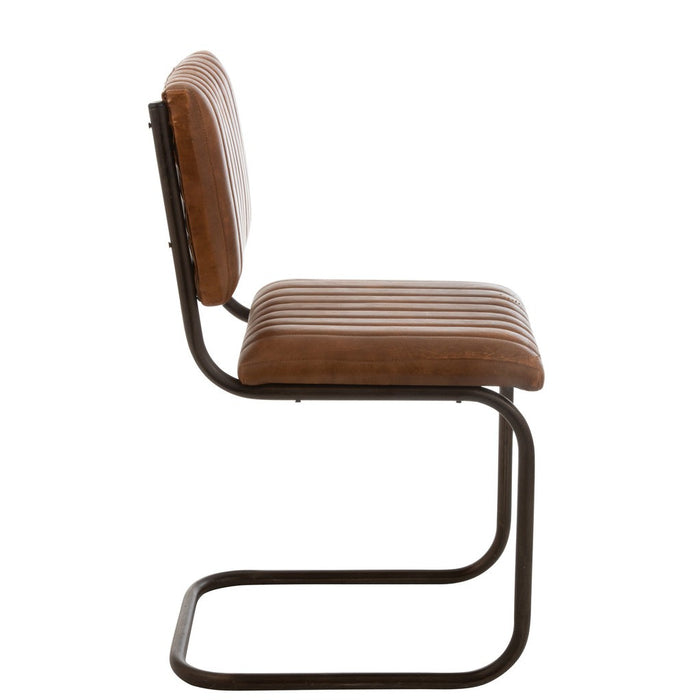 Eetkamerstoel Modern Leer | Metaal Cognac-Eetkamerstoelen-J-Line