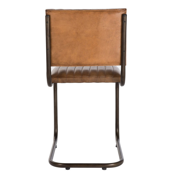 Eetkamerstoel Modern Leer | Metaal Cognac-Eetkamerstoelen-J-Line