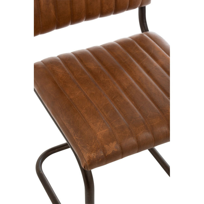 Eetkamerstoel Modern Leer | Metaal Cognac-Eetkamerstoelen-J-Line