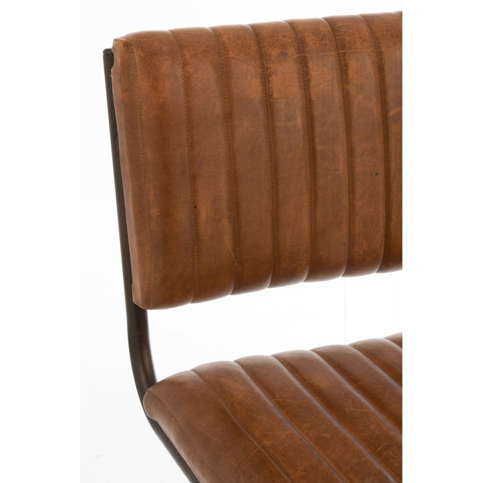 Eetkamerstoel Modern Leer | Metaal Cognac-Eetkamerstoelen-J-Line