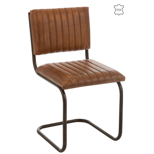 Eetkamerstoel Modern Leer | Metaal Cognac-Eetkamerstoelen-J-Line