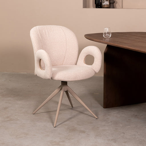 Eetkamerstoel Neo Naturel Boucle Taupe Metalen Frame 59x61x86 cm-Eetkamerstoelen-LABEL51