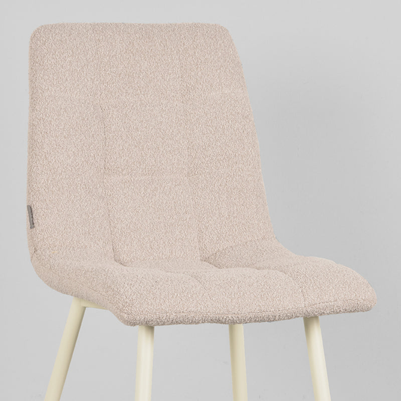Eetkamerstoel Nino Naturel Boucle Wit Metalen Frame 54x45x89 cm-Eetkamerstoelen-LABEL51