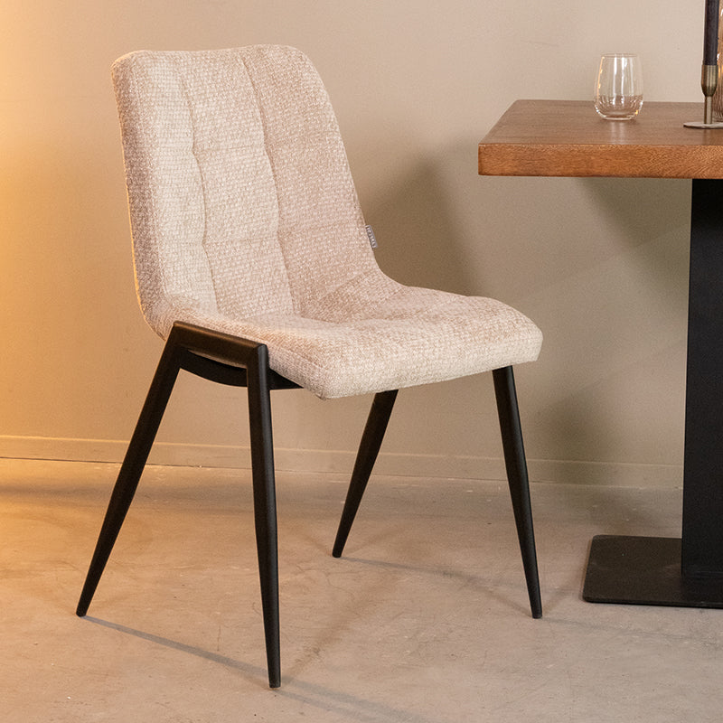 Eetkamerstoel Noor Clay Elite Zwart Metalen Frame 51x41x84 cm-Eetkamerstoelen-LABEL51