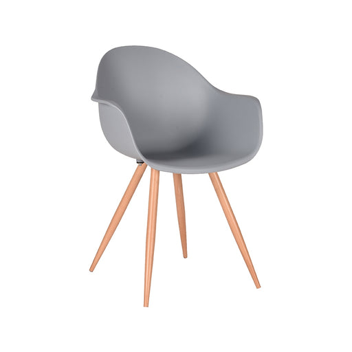 Eetkamerstoel Parma Grijs PP Naturel Houtlook Frame 58x54x85 cm-Eetkamerstoelen-LABEL51