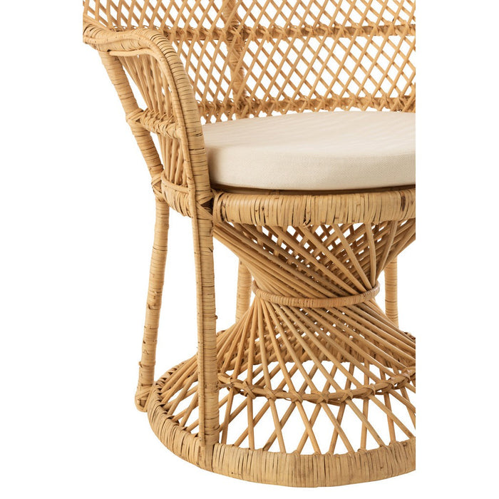 Eetkamerstoel Peacock met Kussen Rattan Natuurlijk-Eetkamerstoelen-J-Line