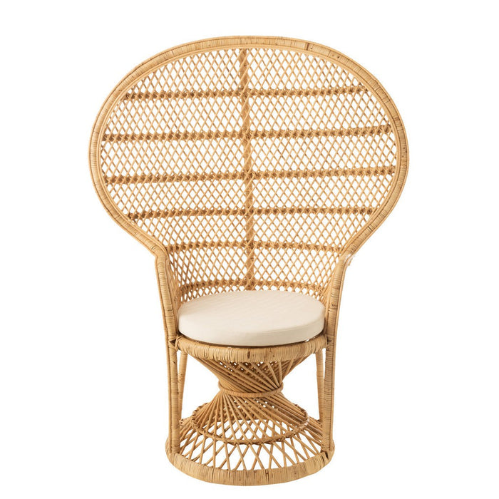 Eetkamerstoel Peacock met Kussen Rattan Natuurlijk-Eetkamerstoelen-J-Line