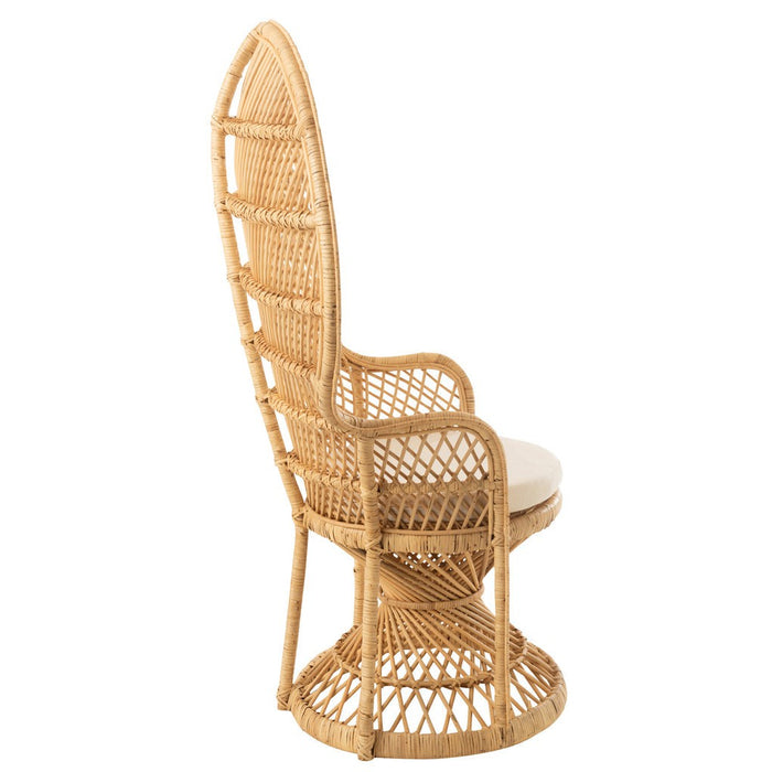 Eetkamerstoel Peacock met Kussen Rattan Natuurlijk-Eetkamerstoelen-J-Line