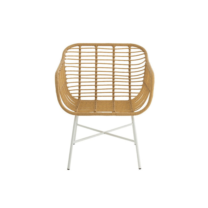 Eetkamerstoel Rachelle Outdoors Met | Rattan Natuurlijk | Wit-Eetkamerstoelen-J-Line