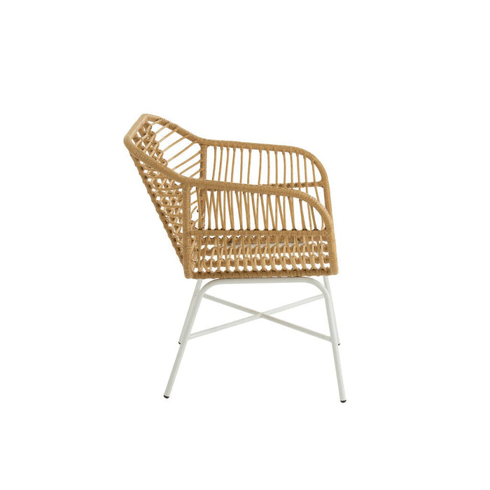 Eetkamerstoel Rachelle Outdoors Met | Rattan Natuurlijk | Wit-Eetkamerstoelen-J-Line