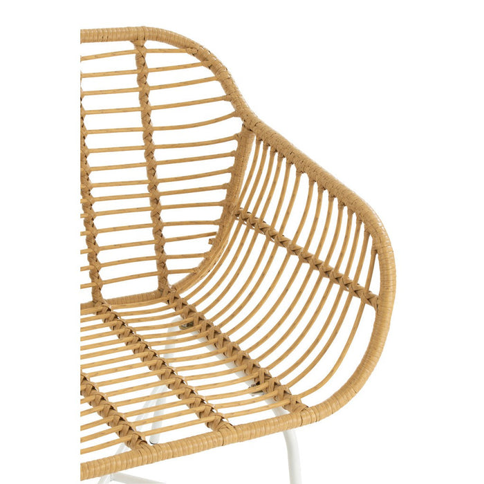 Eetkamerstoel Rachelle Outdoors Met | Rattan Natuurlijk | Wit-Eetkamerstoelen-J-Line