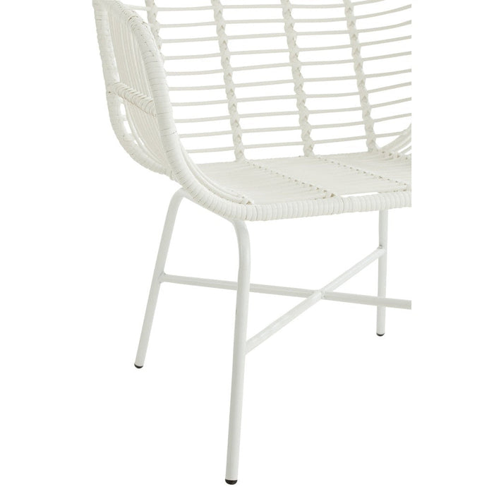 Eetkamerstoel Rachelle Outdoors Met | Rattan Wit-Eetkamerstoelen-J-Line