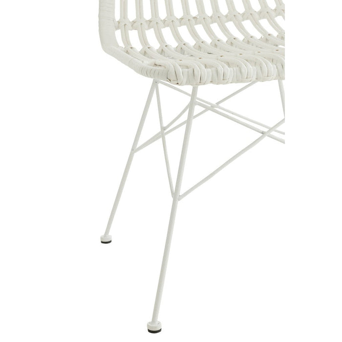 Eetkamerstoel Rachelle Outdoors Met | Rattan Wit-Eetkamerstoelen-J-Line