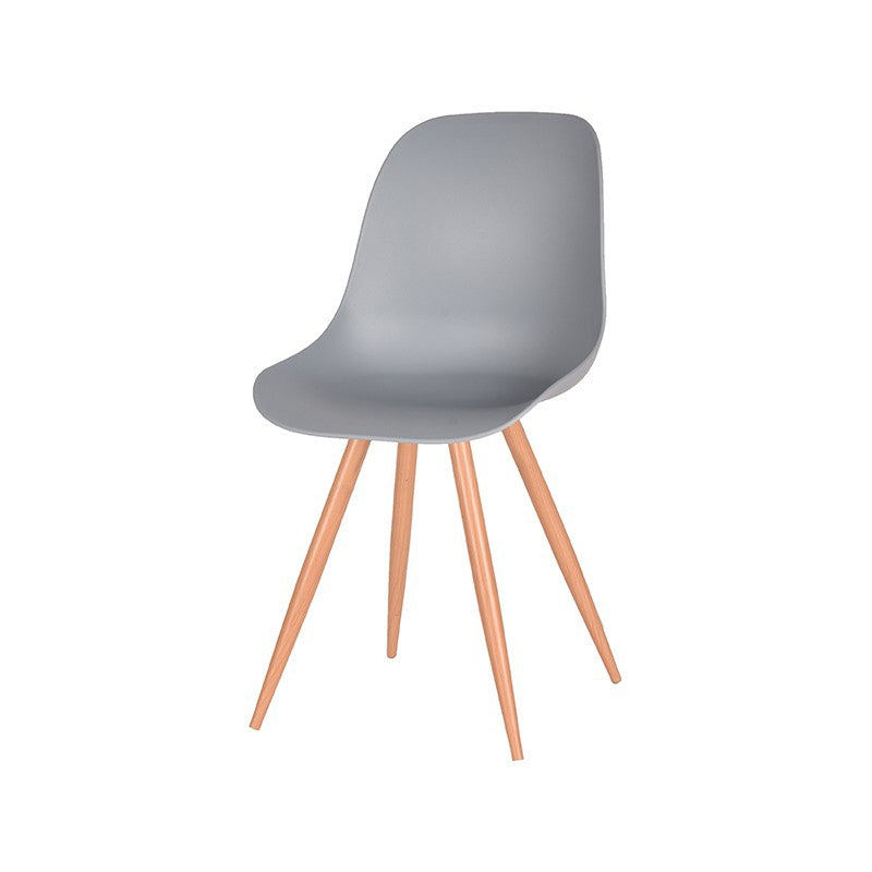 Eetkamerstoel Rimini Grijs PP Naturel Houtlook Frame 46x54x88 cm-Eetkamerstoelen-LABEL51
