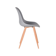 Eetkamerstoel Rimini Grijs PP Naturel Houtlook Frame 46x54x88 cm-Eetkamerstoelen-LABEL51