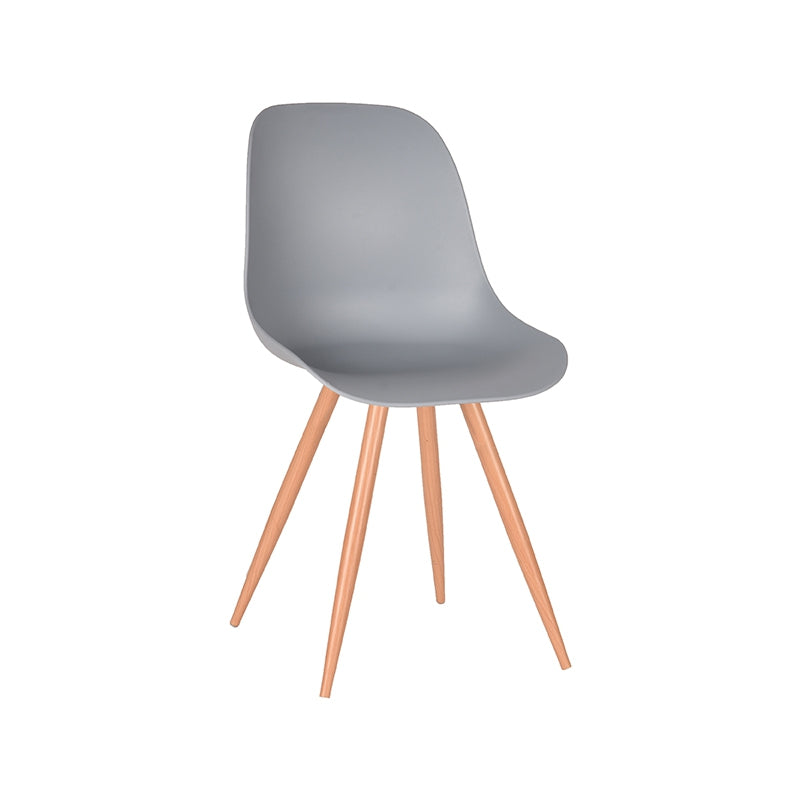 Eetkamerstoel Rimini Grijs PP Naturel Houtlook Frame 46x54x88 cm-Eetkamerstoelen-LABEL51