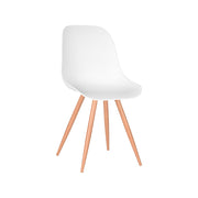 Eetkamerstoel Rimini Wit PP Naturel Houtlook Frame 46x54x88 cm-Eetkamerstoelen-LABEL51
