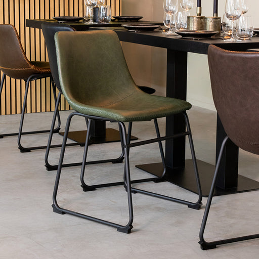 Eetkamerstoel Risto - Hunter - Kunstleder-Eetkamerstoelen-LABEL51