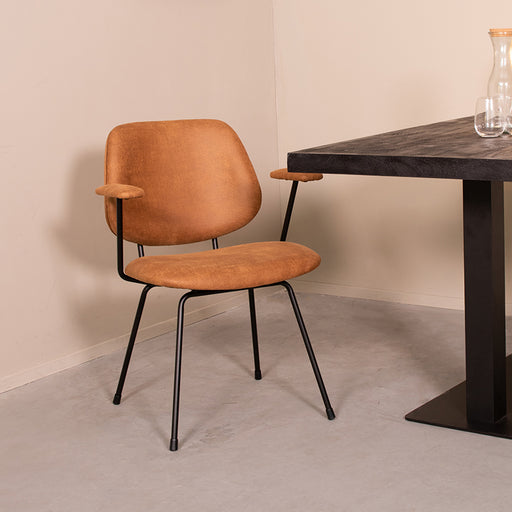 Eetkamerstoel Rivano Cognac Micro Suede 62x58x82 cm-Eetkamerstoelen-LABEL51