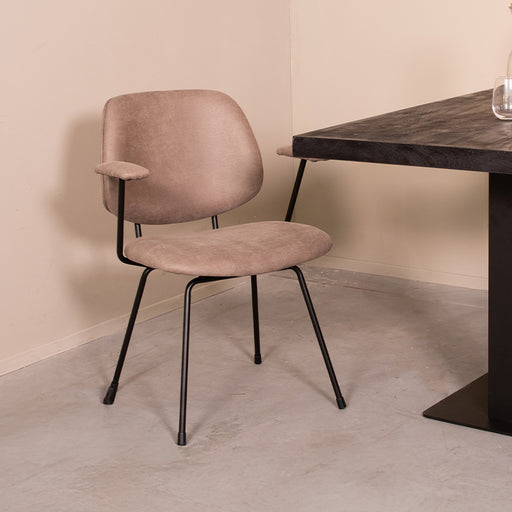 Eetkamerstoel Rivano Taupe Micro Suede 62x58x82 cm-Eetkamerstoelen-LABEL51
