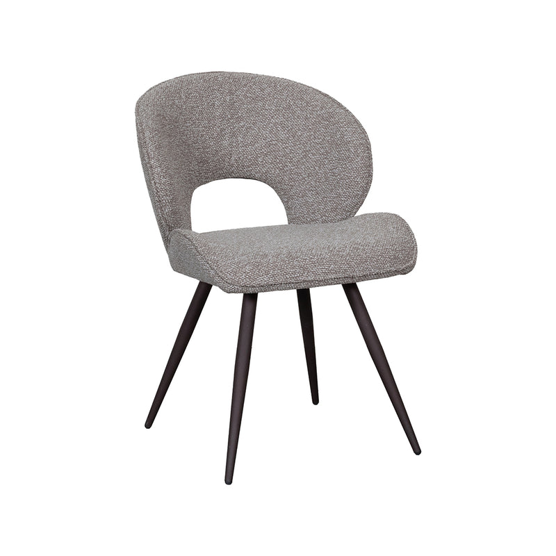Eetkamerstoel Sakura Bouclé Mushroom met bronze poten 57x62x84 cm-Eetkamerstoelen-LABEL51