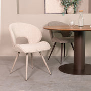 Eetkamerstoel Sakura Bouclé Naturel 57x62x84 cm 180154333-Eetkamerstoelen-LABEL51