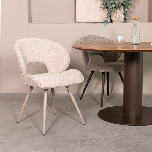 Eetkamerstoel Sakura Bouclé Naturel 57x62x84 cm 180154333-Eetkamerstoelen-LABEL51