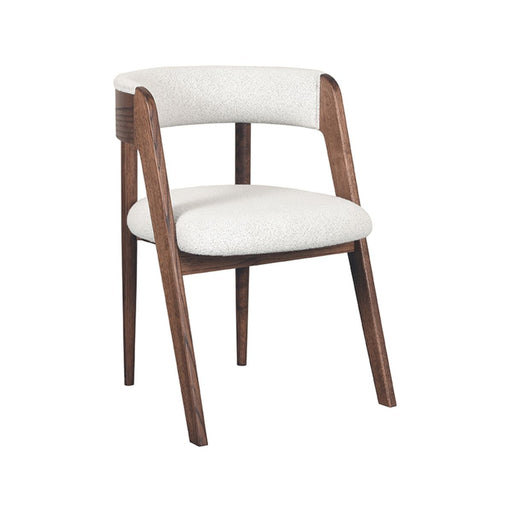 Eetkamerstoel Sasha Ecru Boucle Walnoot Houten Frame 54x82x75 cm-Eetkamerstoelen-LABEL51