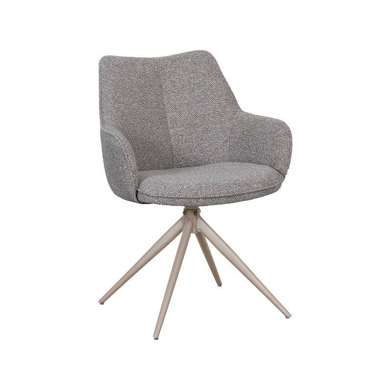 Eetkamerstoel Sawa Bouclé Mushroom Draaibaar Taupe Onderstel-Eetkamerstoelen-LABEL51