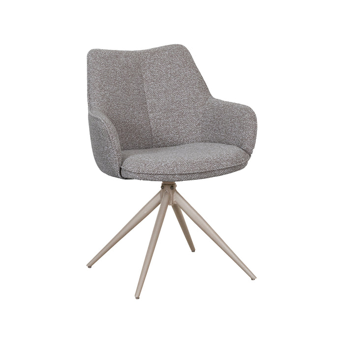 Eetkamerstoel Sawa Bouclé Mushroom Draaibaar Taupe Onderstel-Eetkamerstoelen-LABEL51