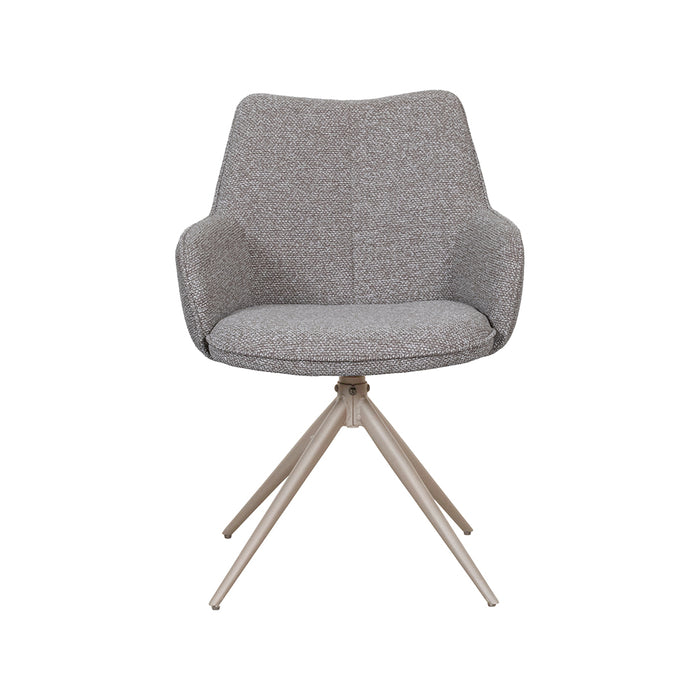 Eetkamerstoel Sawa Bouclé Mushroom Draaibaar Taupe Onderstel-Eetkamerstoelen-LABEL51