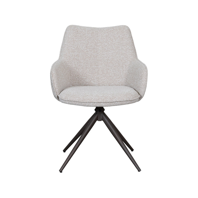 Eetkamerstoel Sawa Bouclé Naturel Draaibaar Bronze Onderstel-Eetkamerstoelen-LABEL51