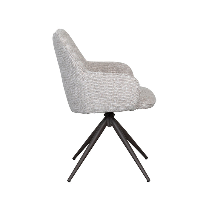 Eetkamerstoel Sawa Bouclé Naturel Draaibaar Bronze Onderstel-Eetkamerstoelen-LABEL51