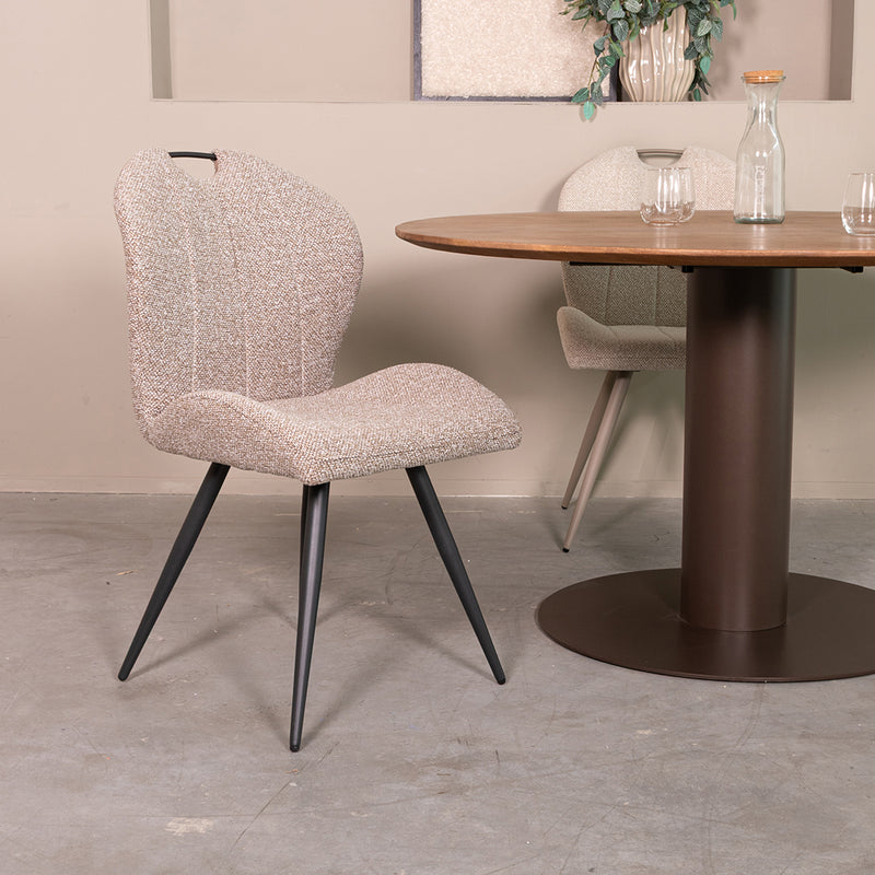 Eetkamerstoel Silly Bouclé Mushroom met zwarte poten 51x62x88 cm-Eetkamerstoelen-LABEL51