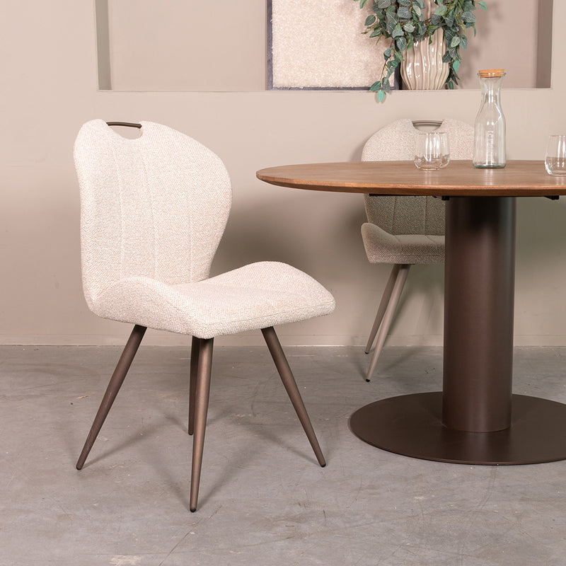 Eetkamerstoel Silly Bouclé Naturel met bronze poten 51x62x88 cm-Eetkamerstoelen-LABEL51