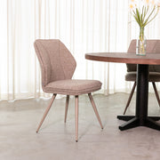 Eetkamerstoel Silvain Bouclé Mushroom met taupe poten 64x51x89 cm-Eetkamerstoelen-LABEL51