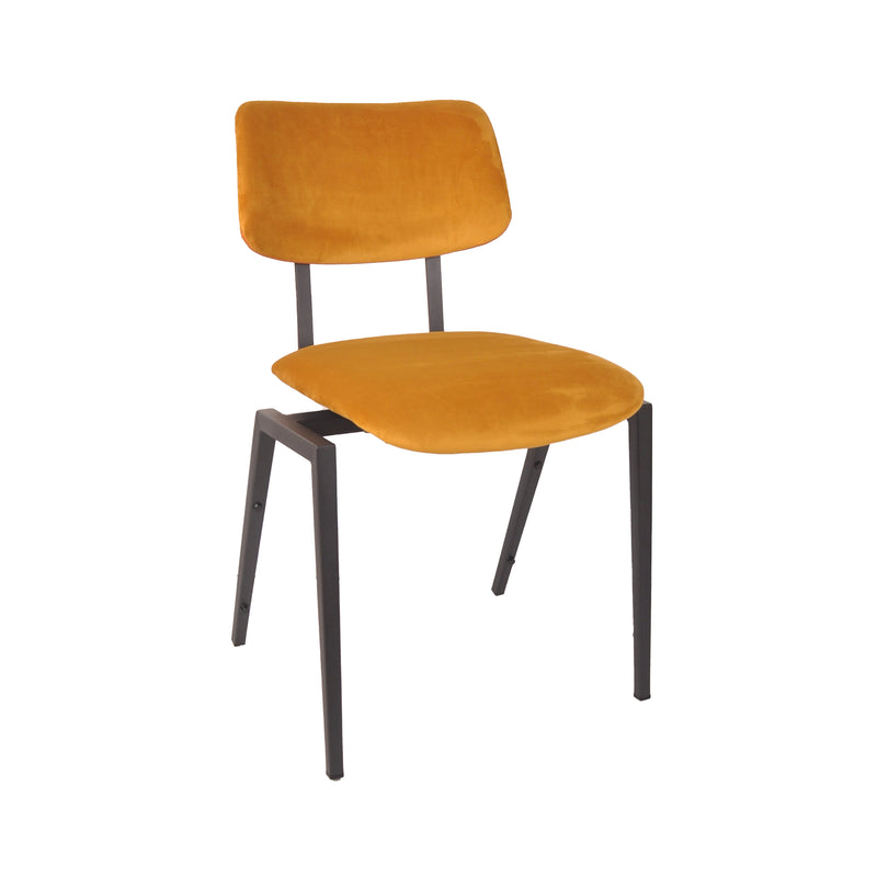Eetkamerstoel Stapelbaar Fluweel Oker 45x50x81 cm-Eetkamerstoelen-LABEL51