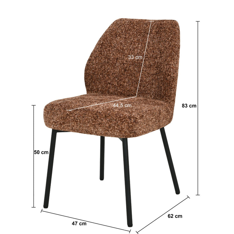 Eetkamerstoel Tess Bordeaux 48 cm 48x63x83 cm-Eetkamerstoelen-Livingfurn