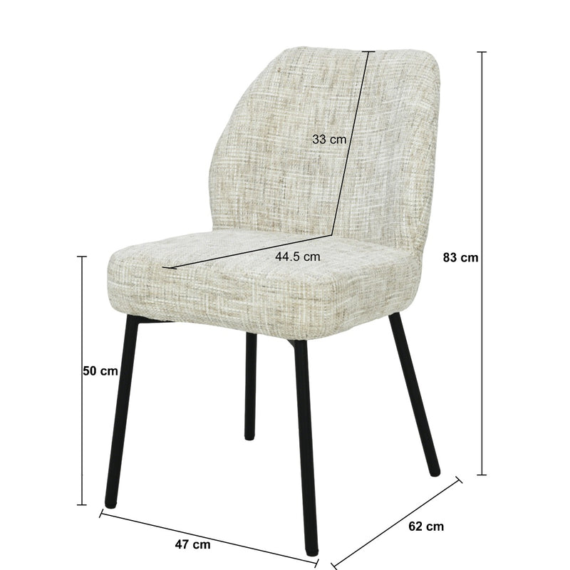 Eetkamerstoel Tess Crème 48 cm 48x63x83 cm-Eetkamerstoelen-Livingfurn