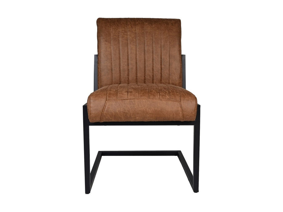 Eetkamerstoel Texas S/2-55x50x85-Cognac/Zwart-Leder/Metaal-Eetkamerstoelen-HSM Collection