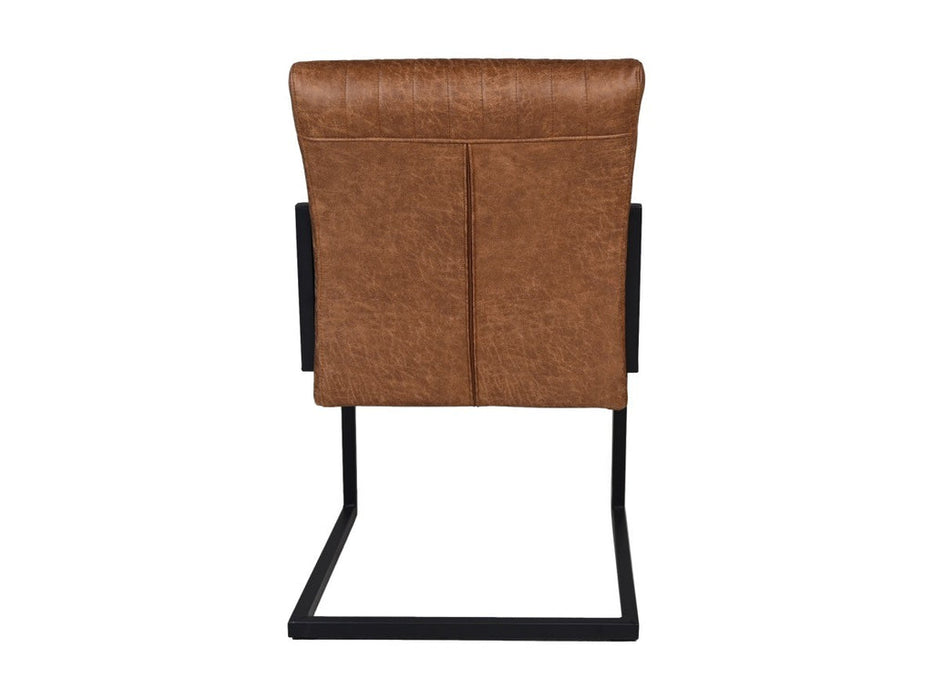 Eetkamerstoel Texas S/2-55x50x85-Cognac/Zwart-Leder/Metaal-Eetkamerstoelen-HSM Collection