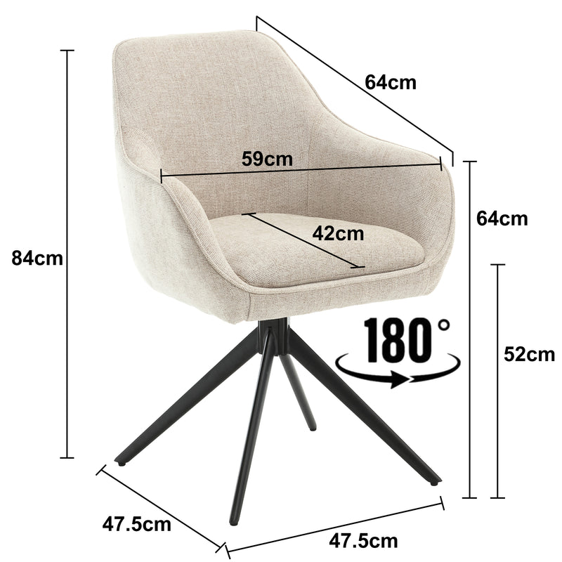 Eetkamerstoel Thomas Beige 60 cm 59x64x84 cm-Eetkamerstoelen-Livingfurn
