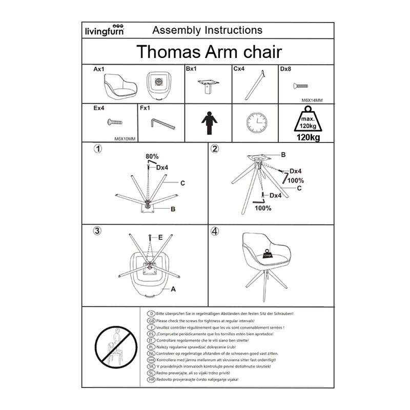 Eetkamerstoel Thomas Beige 60 cm 59x64x84 cm-Eetkamerstoelen-Livingfurn