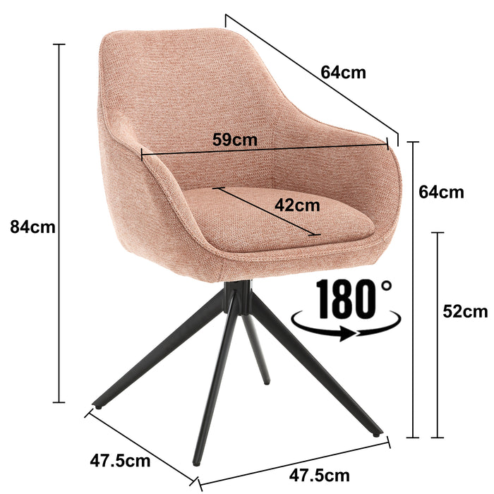 Eetkamerstoel Thomas Roze 60 cm 59x64x84 cm-Eetkamerstoelen-Livingfurn