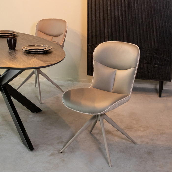 Eetkamerstoel Thorben - Forest - Microvezel - Taupe Metalen Frame-Eetkamerstoelen-LABEL51